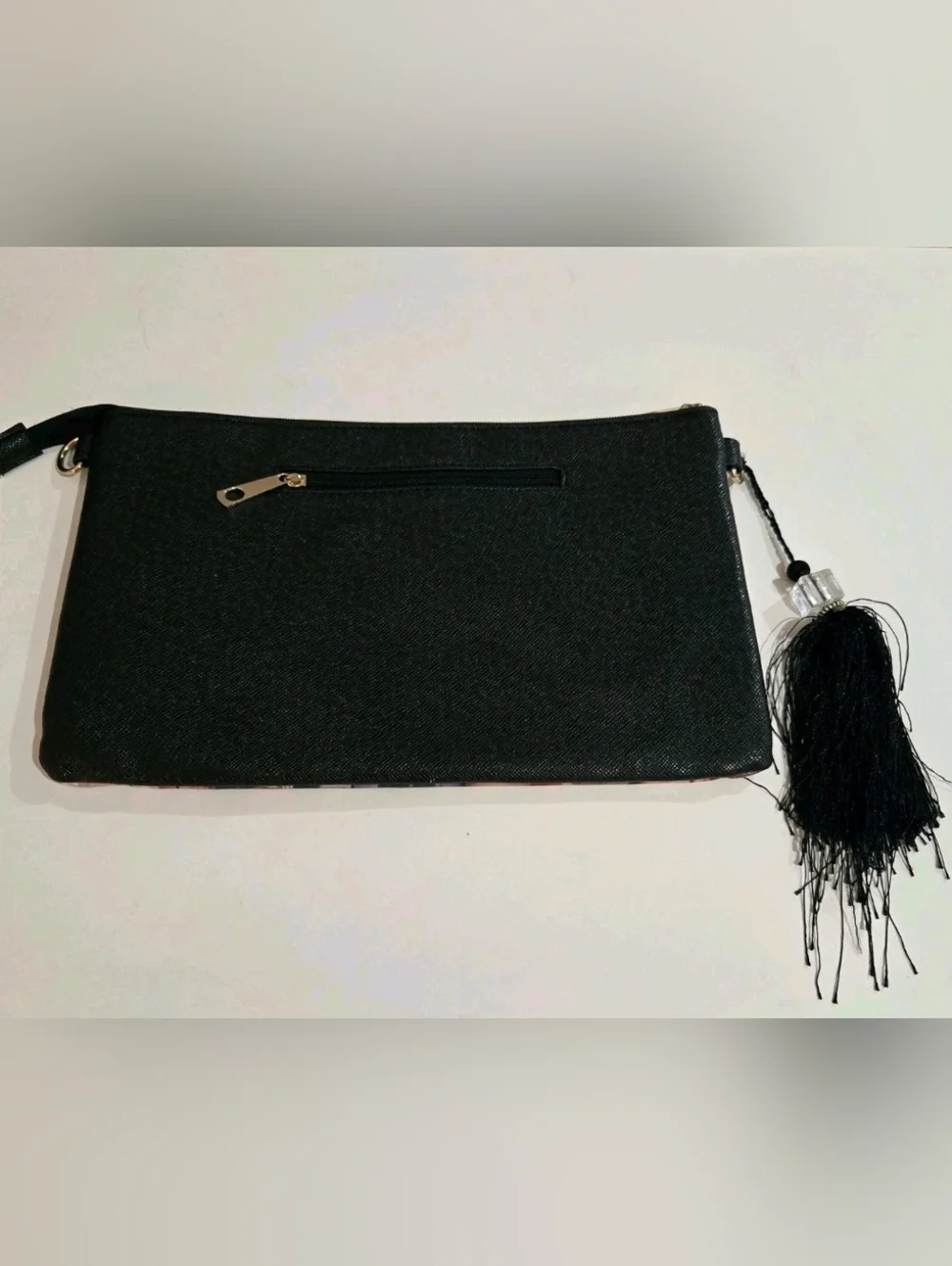 Fashion Magazine Print Clutch Wristlet Bag Tassel Zipper Chic Y2K Vogue